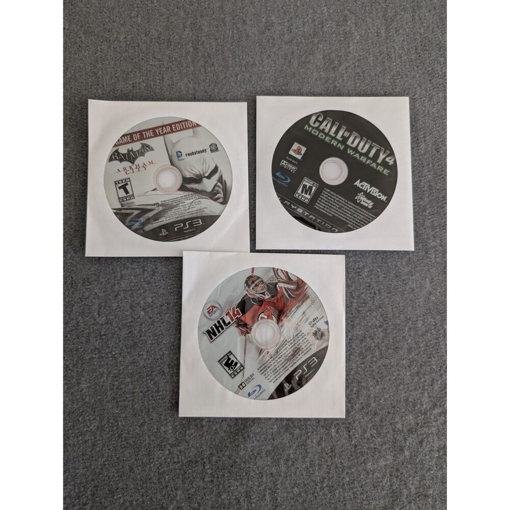 PS3 Game Disc Lot Call of Duty 4 Batman Arkham City GOTY NHL 14 Loose Bundle